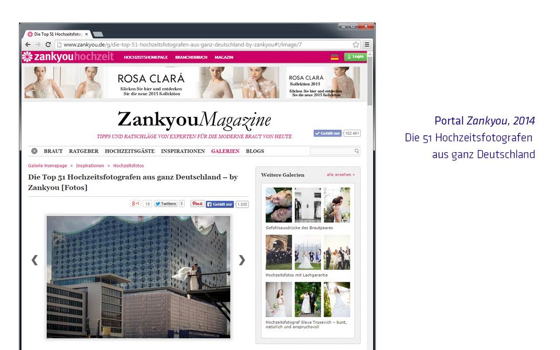 Hochzeitsfotograf Hamburg, Publikation im Zankyou Magazine